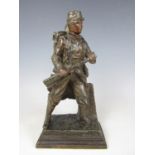 A late 19th / early 20th Century cold painted spelter figure of a French soldier (a/f)