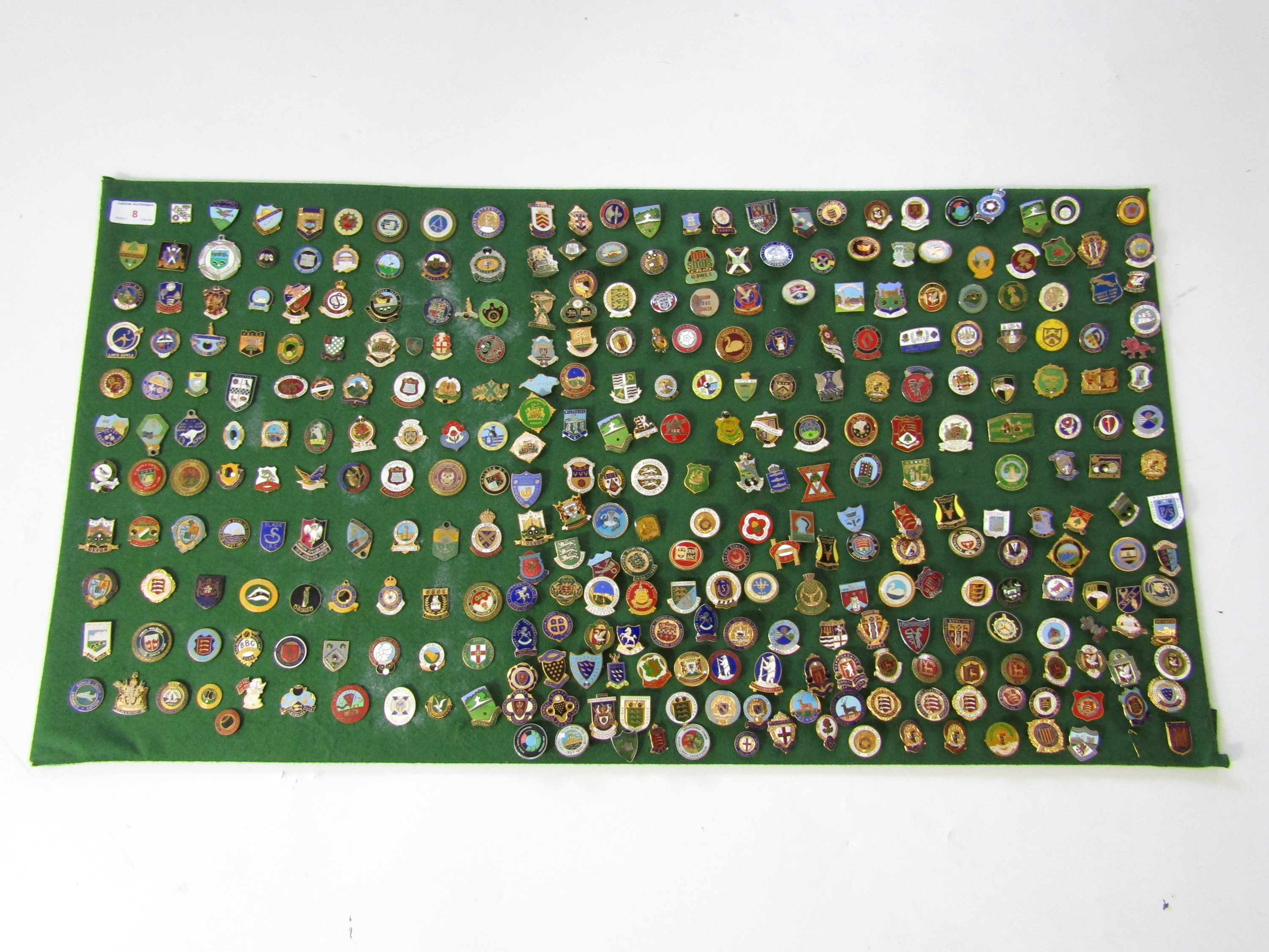 A large quantity of bowling club lapel badges