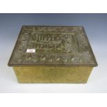 An inter-War brass slipper box