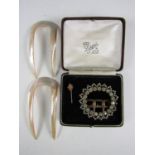 Late 19th / early 20th Century dressing accessories, including a paste buckle, two mother of pearl