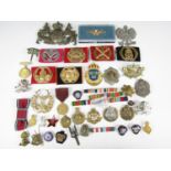 A quantity of military and other cap and other badges