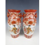 A large pair of Japanese Kutani vases