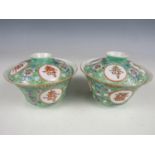 Two Chinese famille vert covered rice bowls