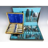 A canteen of Greaves & Sons cutlery together with a cased set of fish eaters