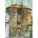 A late 20th Century watercolour of the Porte du Soubeyran, Manosque, France