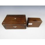 A Victorian rosewood box together with a 1930's cigarette box