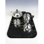 A four-piece Art Deco influenced electroplate tea set