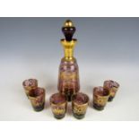 A Venetian amethyst glass limoncello or liqueur set for six