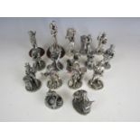 Sixteen electroplate miniature English figures