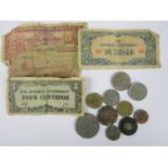 A quantity of foreign bank notes and coins