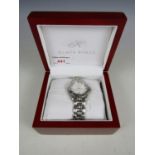 A lady's Klaus-Kobec stainless steel Entourage wristwatch with mother of pearl and diamond set face,