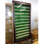 A large contemporary mahogany display cabinet, 95 x 198 x 16 cm