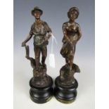 Two 19th Century spelter figures L'Agriculture