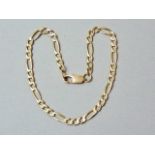 A 9ct gold figaro link bracelet, 3.6g