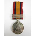 A Queen's South Africa Medal with two clasps to 5055 Pte J Mair, Argyll and Sutherland Highlanders
