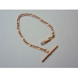 A 9ct rose gold bracelet or watch chain, with T-bar and swivel, 19 cm, 4g
