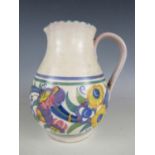 A late 1920s Carter Stabler Adams Poole Pottery flower jug in the ED pattern, decorated by Truda