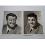 [Autograph] Bud Abbott (1897-1974) and Lou Costello (1906-1959) Two studio portrait photographs of