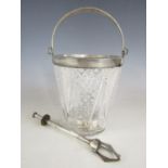 A late Victorian silver mounted cut glass ice bucket, of flared cylindrical form with silver collar,