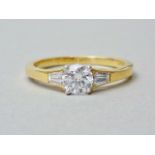 A contemporary diamond solitaire ring, the central circular-cut brilliant of approximately .50ct,