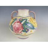 A late 1920s Carter Stabler Adams Poole Pottery twin handled vase in the EG pattern designed by