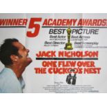 A 1975 original British film poster for One Flew Over the Cuckoo's Nest, used to promote the film'