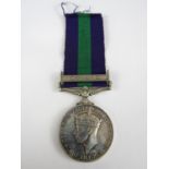 A George V General Service Medal with Malaya clasp to 22377099 Rfn W Maxwell, Cameronians