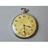 A 1920s French silver-cased pocket watch, having an un-attributed movement, Arabic numerals, blued