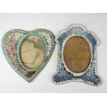 Two late 19th Century Venetian glass micromosaic picture frames, one in the shape of a heart with