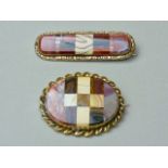 Two Victorian agate specimen brooches in gilt metal mounts