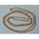 A yellow metal guard chain, of faceted belcher links, tests as gold, 72 cm, 24.4g