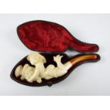 A late 19th Century risqué meerschaum cigarette or cheroot pipe, the bowl modelled a bathing