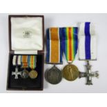 A First World War gallantry medal group comprising Military Cross, British War and Victory medals,