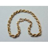 A 9ct gold rope link bracelet, 3.3g