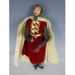 A late 1930s Kimport Doll of Richard the Lionheart, hand constructed in cloth, and dressed in period