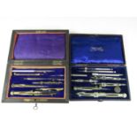 A cased set of late Victorian German silver drawing instruments retailed by the Jackson Brothers