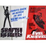 A 1972 original British film poster for Shaft's Big Score! / Evel Knievel, UK Quad, 30 x 40"