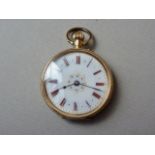 A late Victorian lady's 14k gold fob watch, in original fitted case, 33 mm excluding crown