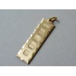 A 9ct gold ingot pendant, 15g