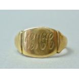 A 1930s 9ct gold signet ring, the matrix engraved with the initials 'V.M.C', 3.3g