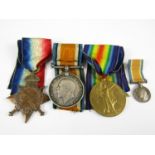 A 1915-15 Star, British War and Victory medal group to 10123 Pte / Acting Sjt S McBurnie, KOSB,