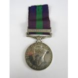 A George V General Service Medal with Palestine clasp to 3185216 Pte R Hawkins, Border Regiment