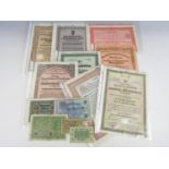 A quantity of Weimar and Third Reich German bank notes and share certificates etc.