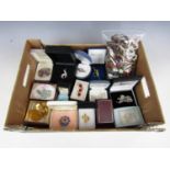 A quantity of vintage costume jewellery in boxes, together with sundry bead necklaces
