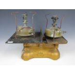 A vintage set of Avery GPO scales together with two stoves