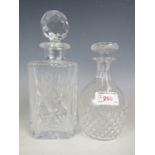 Two crystal glass decanters