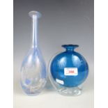 Two Mdina blue studio glass vases