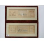 G*** Manfield [?] (19th Century) A pair of uniformly framed and mounted sailing vessel triptychs,
