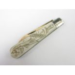 A silver mother of pearl fruit knife