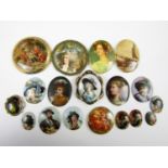 A quantity of 19th Century and later portrait miniatures, predominantly printed on porcelain